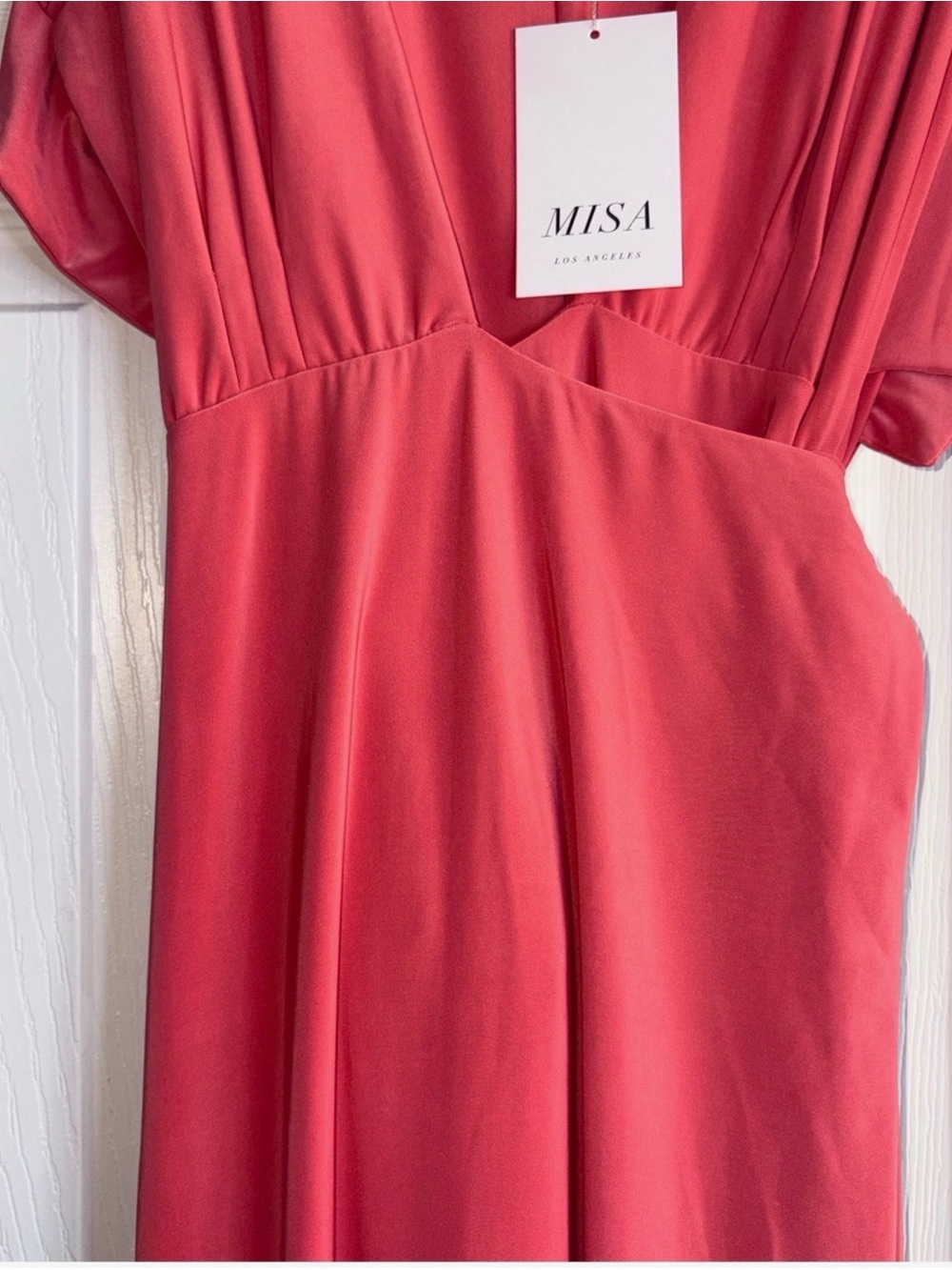 πMISA LOS ANGELES - Beautiful NWT Draped Wrap Maxi Coral Dress - S - M π - Picture 5 of 15